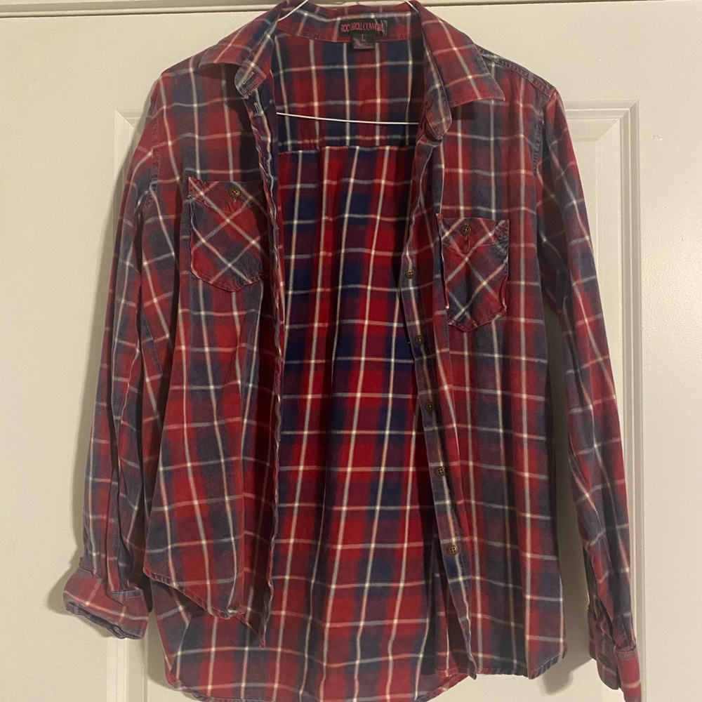 Rock and roll plaid button down
